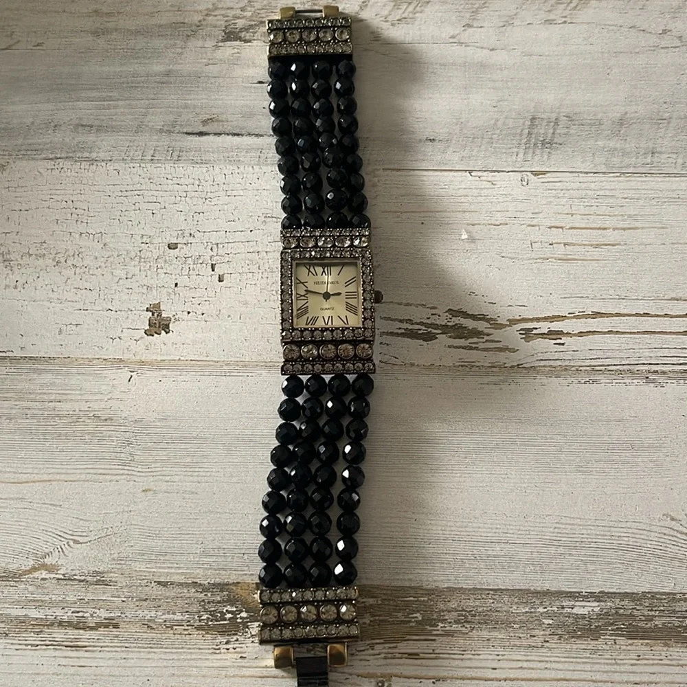 Sparkling Heidi Daus Black Beaded Crystal Watch.